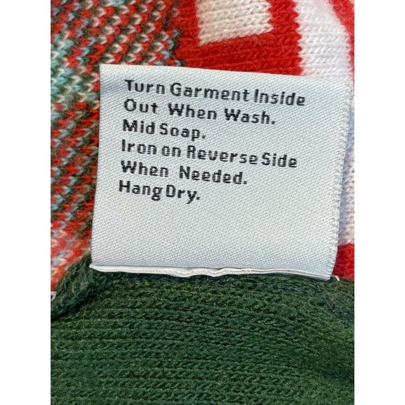 Christmas Sweater Vest Small Green And Red With Pixilated Deer, Ornaments, Santa - Picture 6 of 8